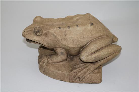 A Royal Doulton stoneware frog fountain-head, early 20th century, length 23.5cm